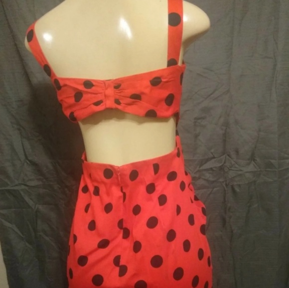 VINTAGE | Red/Black Polka Dotted Dress! - Picture 3 of 8